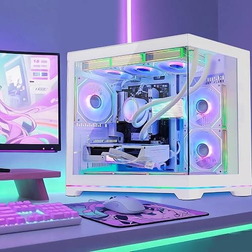 HELLOLAND Ocean Park Gaming PC Desktop -AMD Ryzen 5 9600X 6-Core 3.9GHz -GeForce RTX 5060 8GB -32GB DDR5 RAM -1TB PCIe SSD -850W PSU -360mm AIO & APP RGB Fan Control -WiFi & BT -Windows 11 -White thumbnail 5