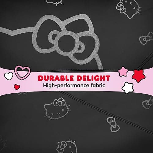 Hello Kitty Car Seat Covers - Cute Front Seat Covers, PU Leather Seat Covers for Cars, SUV, Van, Trucks, Hello Kitty Car Accessories 2pc Black - Black thumbnail 5