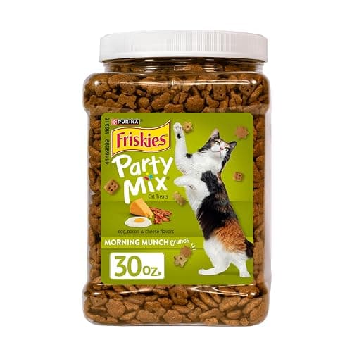 Purina Friskies Party Mix Morning Munch Crunch Egg, Bacon and Cheese Flavors Cat Treats - 30 oz Canister - Image 1