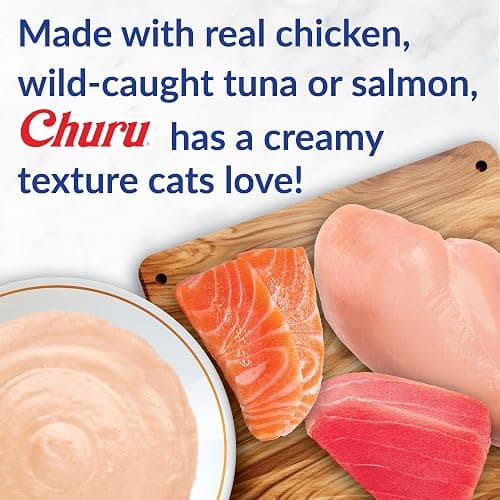 INABA Churu Cat Treats, Grain-Free, Lickable, Squeezable Creamy Purée Cat Treat/Topper with Vitamin E & Taurine, 0.5 Ounces Each Tube, 50 Tubes, Tuna & Seafood Variety thumbnail 5