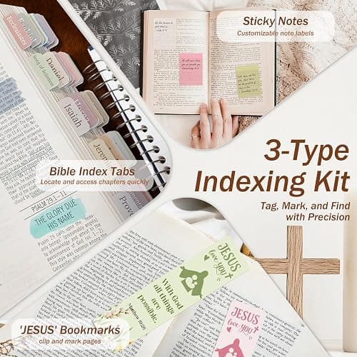 XKDOUS Bible Study Supplies Journaling Kit, Morandi Colored Bible Study Kit Journaling Supplies with 12 Pastel Highlighter and 90 Index Tabs Set, 5 Smooth Pens and More, Christian Gifts for Women thumbnail 4