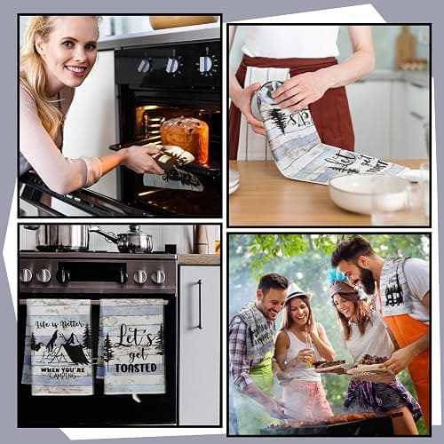 Boyiee Set of 6 Camping Kitchen Towels Happy Camper Tea Towels Absorbent Farmhouse Dish Towels with Funny Sayings 24 x 16 Inches Camping Hand Towels for RV Campers Lovers Gifts Accessories Decorations thumbnail 5