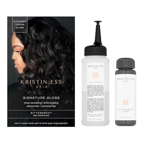 Kristin Ess Hair Gloss in Bittersweet Dark Brunette - 4 Wk Semi Permanent Hair Color for Women - Dark Brown Color Depositing Conditioner & Toner for Vibrant Color + Shine - Hair Dye Glaze - Vegan thumbnail 2