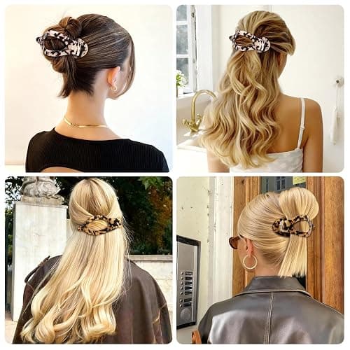 2 Pack French Flat Hair Clips for Women, Celluloid Leopard Print Barrettes, Nonslip Claw Clips, Side Slide Volume Clips for Girls thumbnail 5