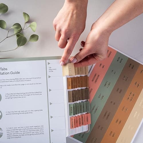 DiverseBee Laminated Bible Tabs (Gold Embossed Lettering), Bible Journaling Supplies, Bible Book Tabs, Christian Gift, 73 Bible Tabs for Women and Men, Includes 4 Blank Tabs (Meadow) thumbnail 4