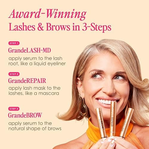 Grande Cosmetics Mini Lash & Brow Lineup Gift Set, 3 Piece Travel Kit | GrandeLASH-MD, GrandeBROW & GrandeREPAIR for longer, thicker-looking eyelashes and fuller, bolder-looking eyebrows thumbnail 2