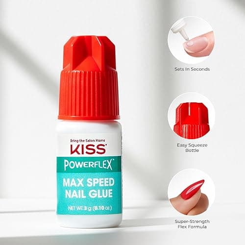 KISS PowerFlex Maximum Speed Nail Glue - Fast Drying Adhesive for Glue-On Nails & Repairs with Nozzle Tip Applicator, Ideal for Tips & Wraps, Net Wt. 0.10 oz (3g) thumbnail 2