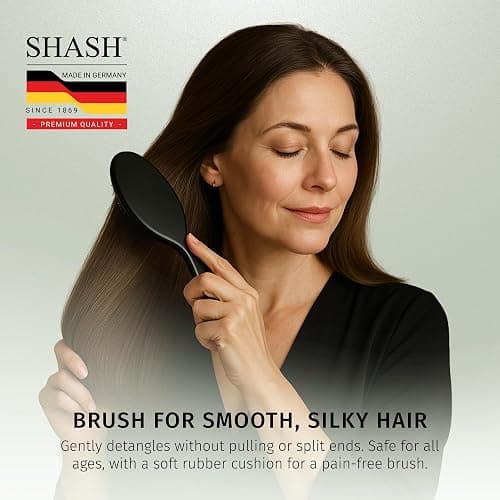 SHASH Since 1869 Hand Made In Germany - Nylon, 100% First Cut Boar Bristle Brush Suitable For Normal to Thick Hair - Gently Detangles, No Pulling or Split Ends - Softens Improves Texture, (Medium) thumbnail 4