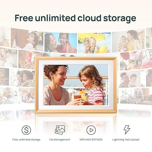 ARZOPA Digital Picture Frame WiFi 10.1" HD IPS Touch Screen Smart Metal Photo Frame Electronic Free Arzopa App Custom Picture Frame for Gifting Easy Share Unlimited Photos Videos - D10 Gold thumbnail 4