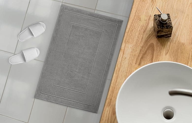 Avalon Towels Bath Mats for Bathroom - Absorbent Bathroom Mats Quick Dry Bath Mat - 100% Cotton Bath Mats Soft Bathroom Floor Mat - Grey Bath Mat Absorbent Bath Mat Set of 2 (22x34 Inches) thumbnail 7