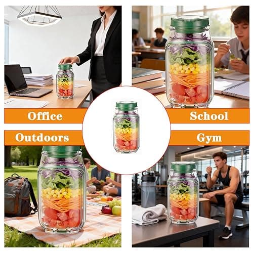 ChefktCove Reusable Salad Jar Pod, Side Opening Leakproof Container with Dressing Cup - Meal Prep, Office Lunch, Travel, Picnic - BPA-Free, Microwave & Dishwasher Safe (Pink) thumbnail 7