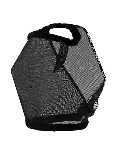 9. Harrison Howard All Round Mesh Horse Fly Mask UV Protective with Fleece Padded Edging Black L thumbnail 2