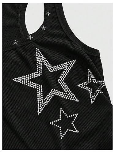BEAUDRM Women's Graphic Tank Top Gothic Studded Rave Tops Y2k Grunge Top | Punk Rock Outfits, Summer Going Out Top thumbnail 4