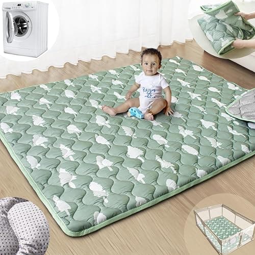 Beavtaens Baby Play Mats for Floor, 71”x59” Upgraded Thickness & Larger Super Soft Playmat for Babies and Toddlers, Foldable Washable, Upgrade Anti-Slip Crawling Mat for Playpen(Trees) - Image 1