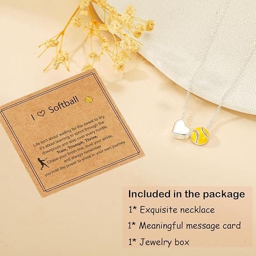 ESPVO Softball/Soccer/Volleyball/Basketball Necklace for Girls Women, Sports Accessories Jewelry Christmas Gift for Lovers 16+3 Inches thumbnail 6