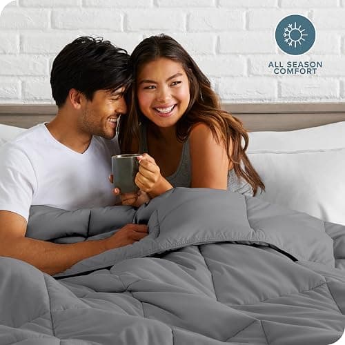 Bare Home Duvet Insert Comforter - Twin/Twin Extra Long - 8 Duvet Loops - Goose Down Alternative - Ultra-Soft - Premium 1800 Series - All Season Warmth - Bedding Comforter (Twin/Twin XL, Grey) thumbnail 5