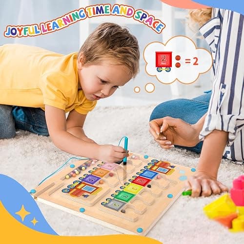 wakeInsa Magnetic Color and Number Maze,Montessori Toys for 2-5 Years Old Boys,Wooden Magnet Balls Puzzles,Toddler Busy Board,Preschool Learning Activities,Christmas & Birthday Gift for Kids thumbnail 6