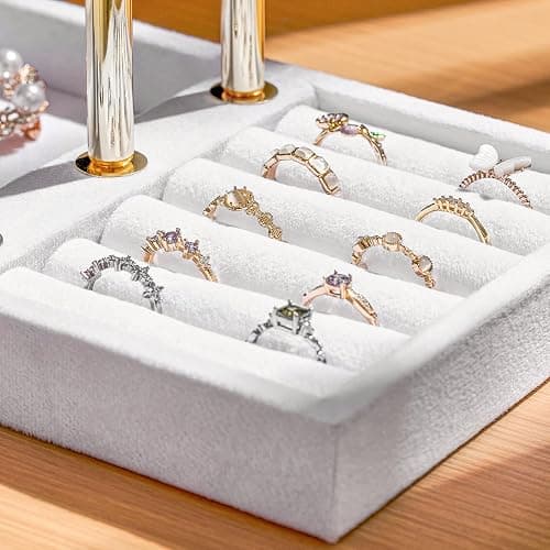 Josmimic Bracelet Holder Jewelry Organizer Display - 3 Tier T Bar Velvet Stand, Black Jewelry Storage for Bracelet, Necklaces, Earrings, Rings, Watches thumbnail 2
