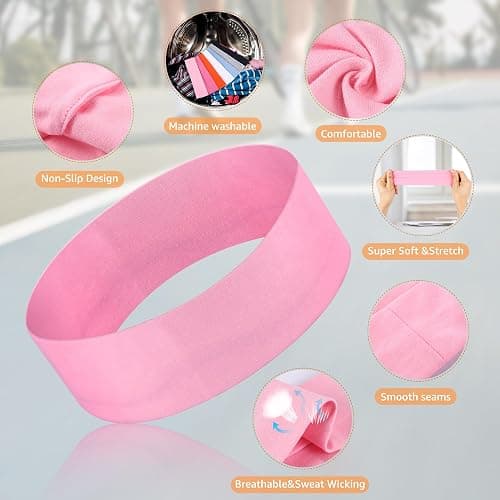 DiyJibb Headbands for Women, Stretchy Non Slip Soft Cotton Cloth Hair Bands for Sports, Workout, Yoga and Running, 7pcs thumbnail 5