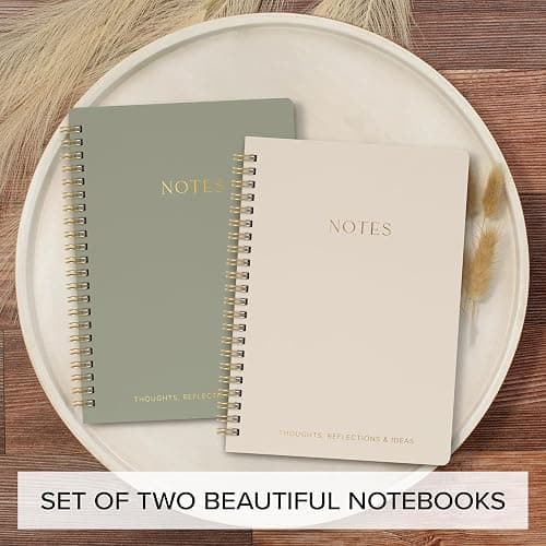 Aesthetic Spiral Notebook Set of 2 For Women and Men - College Ruled A5 | Cute 8x6 Bible Study Journal with Pockets and Lined Pages - The Perfect Supplies to Stay Organized at Work or School thumbnail 3