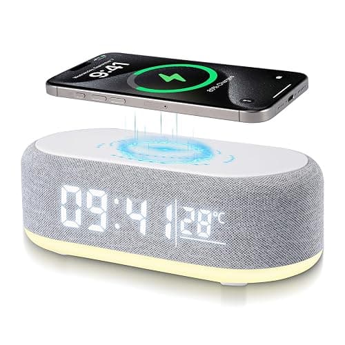 LIDOUYA 4 In1 Digitaler Wecker, Wireless Charger, Intelligenter Wecker mit Licht und Temperaturanzeige, Helligkeit einstellbar - Image 1