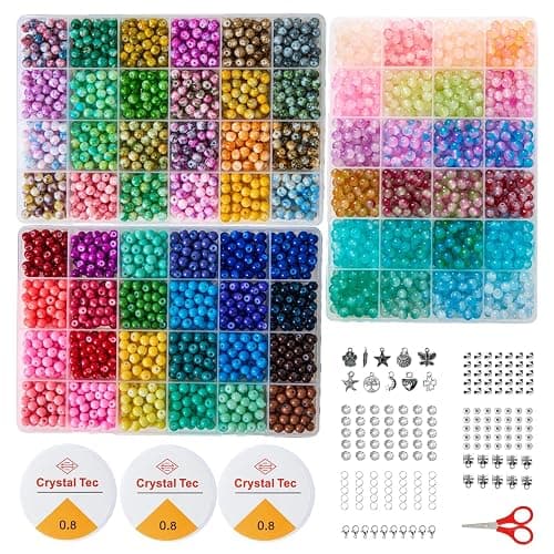 ASIMASIKE 6MM Glass Beads Kit for Jewelry Making - 3 Box Set 72 Colors, 3000pcs Round Colorful Beads for DIY, Beads for Bracelets, Gifts for Teen Girls - Image 1