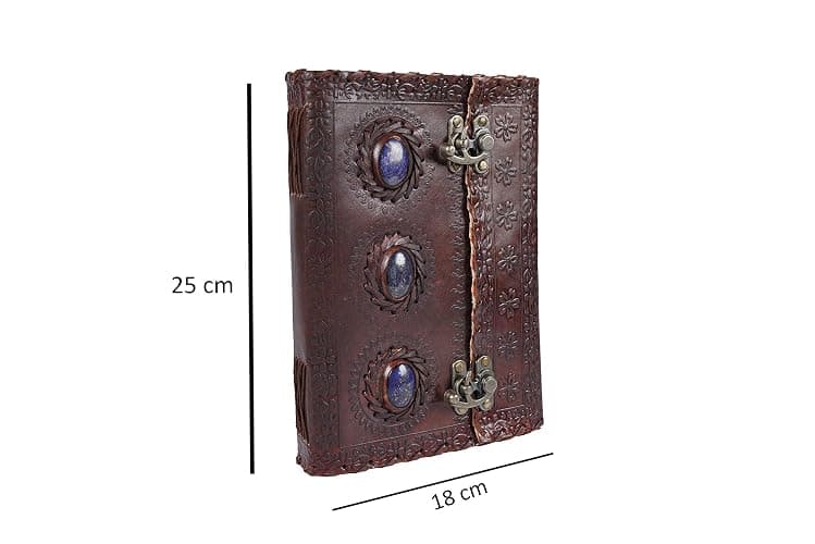 Leather Journal Medieval Stone Embossed Handmade Book of Shadows Vintage Notebook Office Diary College Poetry Sketch Book 10 x 7 Inches - Gift for women & men thumbnail 2