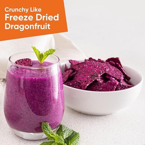 Yammy Dried Dragon Fruit Chips for Drinks Refreshers - Like Freeze Dry Dragonfruit Pieces - 1 Ingredient Healthy Snack for Adults & Kids - 2g Protein, 4g Fiber, Gluten Free Vegan, 5.6oz Value Size thumbnail 4