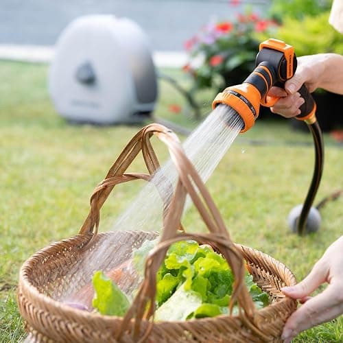 Giraffe Tools Heavy Duty Retractable Hose Reel, 5/8" x 92FT Automatic Rewind Garden Hose Reel with 360° Swivel Base, Ground Mounted for Lawn, Patio, Concrete Floor & Yard Watering thumbnail 2