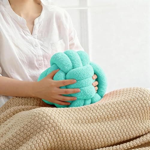 Onechionede Knot Pillow Ball Plush - Decorative Throw Pillows for Bed Relieve Stress, Round Knot Cushion for Sofa Decor Pet Toy, Teal 8 inch thumbnail 8