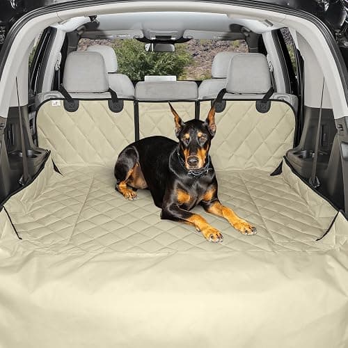 4Knines Split Cargo Liner for SUV – For Dogs & Pets, Heavy-Duty, Waterproof Trunk Mat & Cargo Cover – Fits 60/40 Split Bench & Armrest Pass-Through – Machine Washable, Non-Slip, Durable (Large, Beige) - Image 1