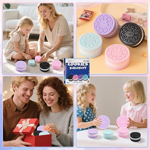 4Pcs Taba Fidget Squishy Toys, Ultra Soft Stress Relief Toys for Kids Adults, Kawaii Cute Cookies Squeeze Sensory Toys, Decompression Anxiety Relief Party Favors Gifts for Girls & Boys thumbnail 6