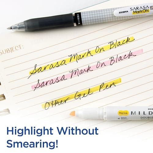 Zebra Pen Creative Notetaking Set 12-Pack, Includes 6 Highlighters, 5 CLiCKART Retractable Marker Pens, and 1 Sarasa Retractable Gel Pen, Assorted Ink Colors, Ideal For Note-Taking (12012) thumbnail 7