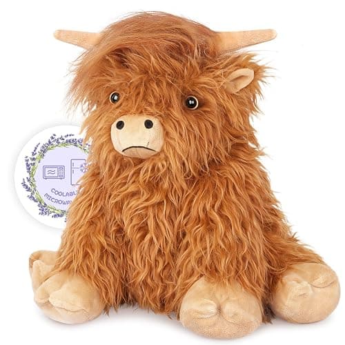 Heatable Weighted Highland Cow Stuffed Animal for Kid Women, Lavender Plush | Microwavable Stuffed Animals Heating Pad for Cramps, Stress Relief, Bedtime Companion, Hyland Cow Gifts Plush Toy - Image 1