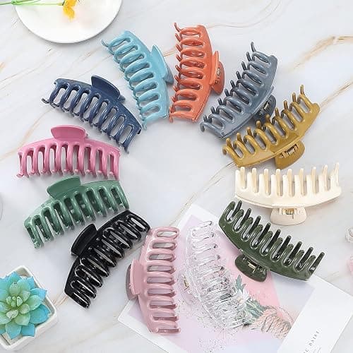 12 Pack Hair Claw Clips Large 4.3 Inch Hair Clips Stylish Barrettes in 12 Colors for Women thumbnail 5