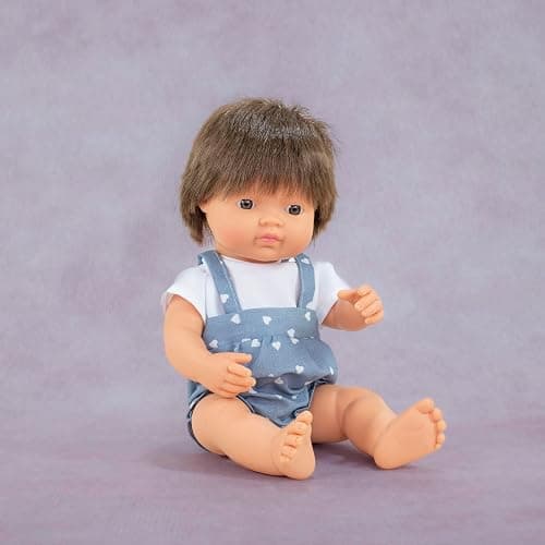 Miniland Baby Doll Brunette Boy 38cm. Made in Spain with vanilla scent. Anatomically correct. My Friends & Me collection thumbnail 2