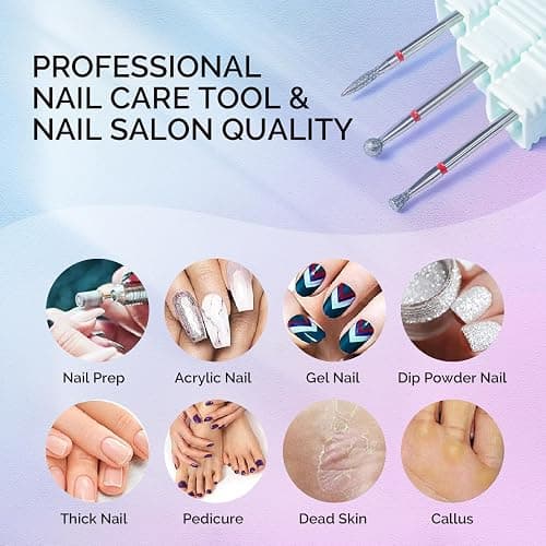 MelodySusie 3Pcs Cuticle Cleaner Nail Drill Bits Set, 3/32'' Safety Carbide Diamond Bits, Ball, Flame and Inverted Tapered Bits, Suitable for Cuticle Dead Skin Nail Prepare, Silver thumbnail 5
