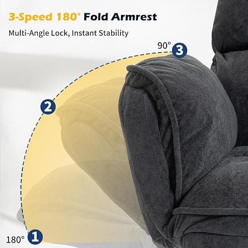 Big and Tall Office Chair with 90-180° Flip Armrests, 400lbs Ergonomic Computer Gaming Chair for Cross Legged Sitting, 155° Recline & Foot Rest - Wide Desk Task Chair for Home Office, Vanity, Study thumbnail 3