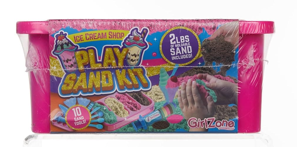 GirlZone Ice Cream Shop Play Sand Kit - Sensory Play for Kids - Magnetic Sand Toys for Creative Fun - 2 lb, Multicolor, 22 Pieces, Ages 7+ thumbnail 7