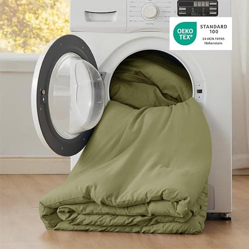 Bedsure King Size Comforter Set, Olive Green Soft Prewashed Bedding for All Seasons, 3 Pieces GentleSoft™ Warm Down Alternative Bed Set, 1 Lightweight Comforter (104"x90") and 2 Pillowcases (20"x36") thumbnail 5