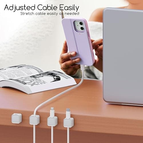 smofish Cord Organizer Holder, 8 Pack Magnetic Desk Cable Clips Management, Hide Phone Charging Cable Keeper, Strong Adhesive Wire Charger Holder for Nightstand, Kitchen Appliances, Office Supplies thumbnail 3