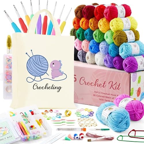 INSCRAFT Crochet Kit for Beginners Adults, 30 Acrylic Yarn Skeins 1650 Yards Yarn, 105 PCS Crochet Kit with Hooks Set,Includes Canvas Tote Bag, Ideal Starter Pack for Professionals - Image 1