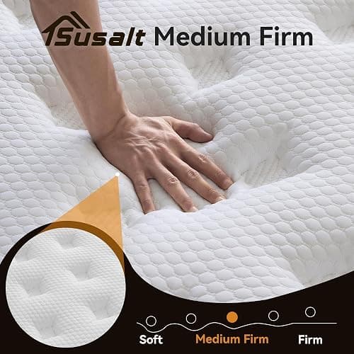 Susalt Queen Mattress 12 Inch, Queen Size Memory Foam Mattress in a Box, Hybrid mattresses with Independent Pocket Coils for Motion Isolation & Silent Sleep, Medium Firm,CertiPUR-US,100 Nights Trial thumbnail 4