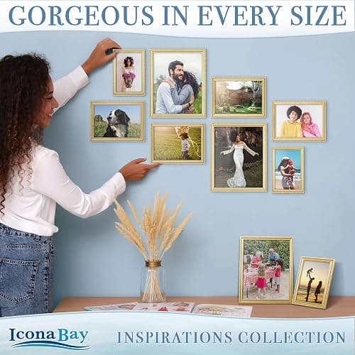 Icona Bay 8x10 Picture Frames (Gold, 6 Pack), Beautifully Detailed Molding, Contemporary Picture Frame Set, Wall Mount or Table Top, Inspirations Collection thumbnail 6