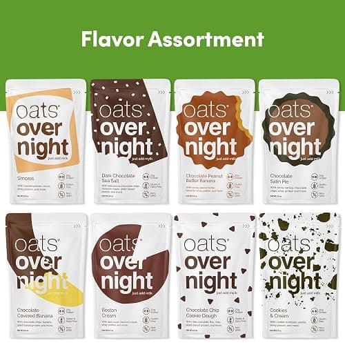 Oats Overnight Chocolate Variety Pack - High Protein, High Fiber Breakfast Protein Shake - Gluten Free Oatmeal, Non GMO High Protein Oatmeal - Smores, Dark Chocolate Sea Salt & More Flavors (8 Pack) thumbnail 6