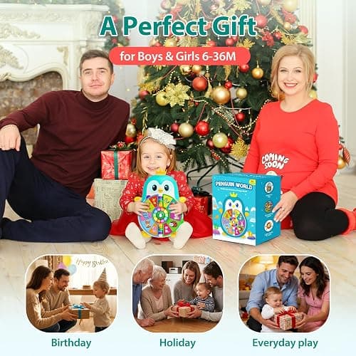 Interactive Penguin Toys for 1 Year Old Boy, 6-in-1 Musical Learning Toys for 1, 2 Year Old Boy Girl Gifts with Lights & 50+ Sounds, 1st Birthday Educational Gifts for 1-2 Year Old Toddler, Blue thumbnail 6