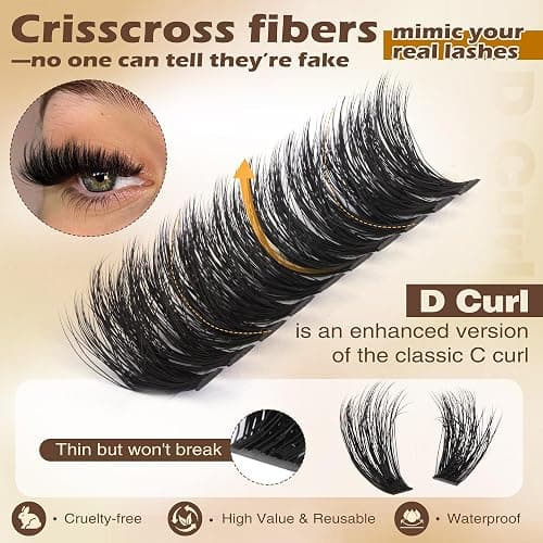 Focipeysa Lash Extension Kit Thick Eyelash Extension Kit 10-18mm Fluff Volume Lash Clusters 200D Individual Eyelashes Kit with Lashes Bond, Lashes Remover, Lash Tweezers, DIY Lash Extension thumbnail 6