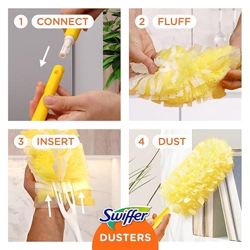 Swiffer Duster Heavy Duty Dusting Kit, Cleaning Supplies, 3 ft Extended Handle, 1 Duster, 12 Refills thumbnail 7