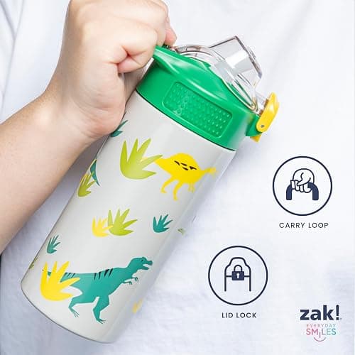 Zak Designs Sonic the Hedgehog Sage Kids Water Bottle For School or Travel, 19oz Stainless Steel Water Bottle With Straw, Handle, and Leak-Proof, Pop-Up Spout Cover (Sonic & Shadow) thumbnail 7