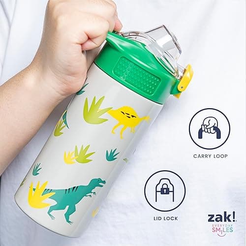 Zak Designs Sanrio Sage Kids Water Bottle For School or Travel, 14oz Stainless Steel Water Bottle With Straw, Handle, and Leak-Proof, Pop-Up Spout Cover (Hello Kitty) - Hello Kitty thumbnail 8